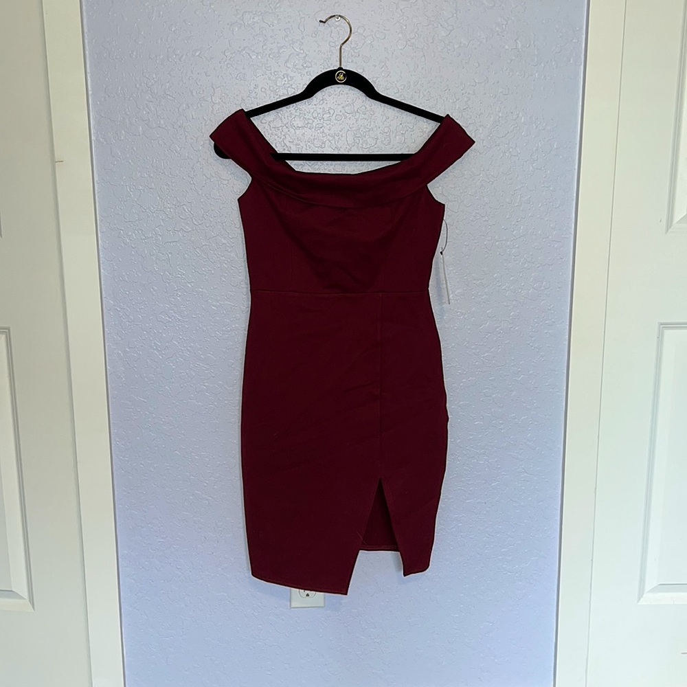 Maroon wedding guest dress